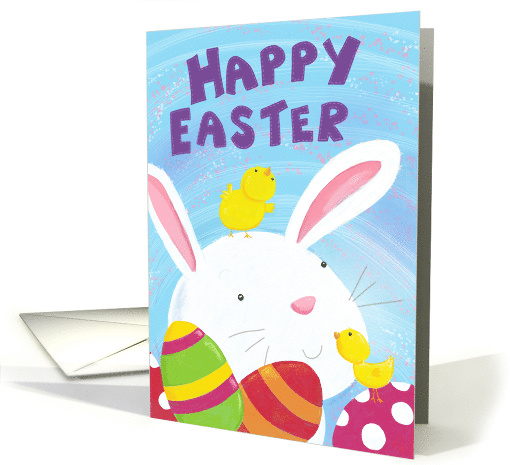 Happy Easter Bunny with Chicks and Eggs card (1729594)