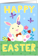 Happy Easter Cute Bunny with Flowers card