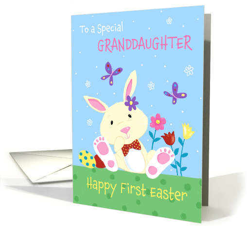 Granddaughter First Easter Cute Bunny with Flowers card (1729652)