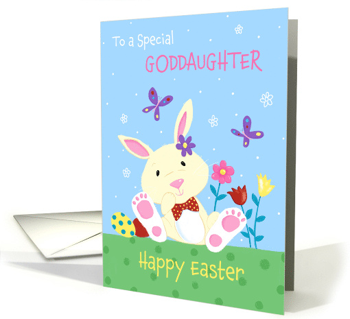 Goddaughter Happy Easter Cute Bunny with Flowers card (1729654)