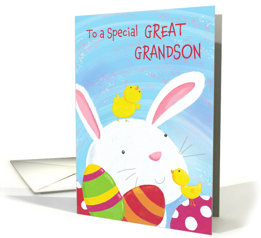 Great Grandson Happy Easter Bunny with Chicks and Eggs card (1729672)