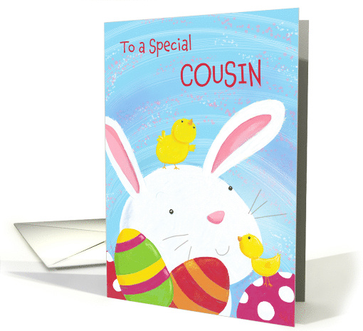 Cousin Happy Easter Bunny with Chicks and Eggs card (1729674)