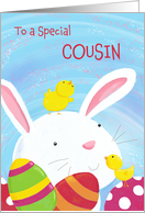 Cousin Happy Easter Bunny with Chicks and Eggs card