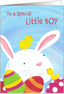 Boy Happy Easter Bunny with Chicks and Eggs card