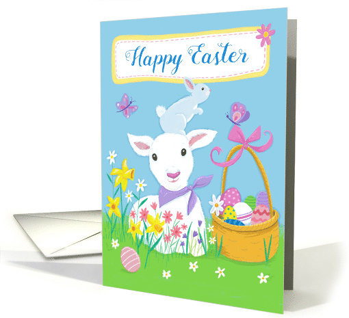 Happy Easter Spring Lamb and Bunny card (1729698)