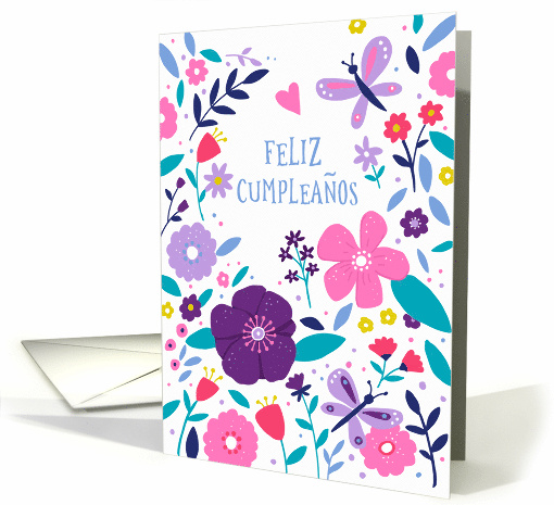 Feliz Cumpleanos Modern Floral Birthday card (1729796)
