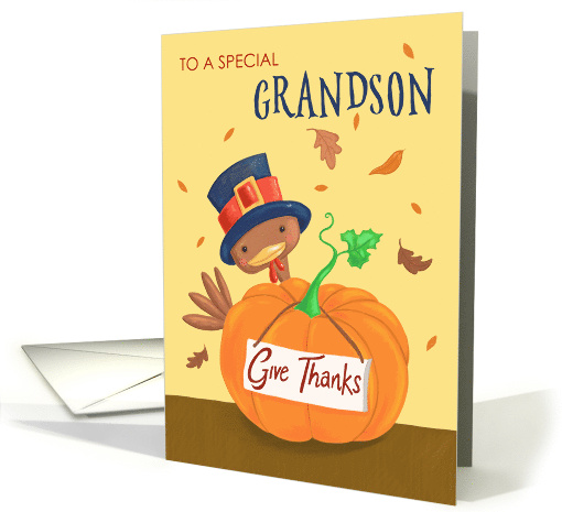 Grandson Thanksgiving Turkey and Pumpkin card (1729984)