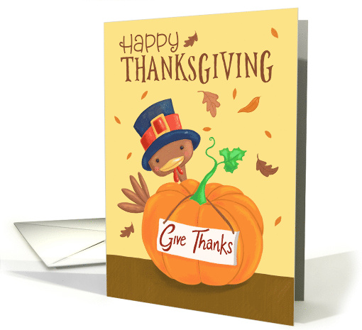 Happy Thanksgiving Turkey and Pumpkin card (1729990)