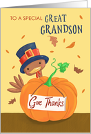 Great Grandson Thanksgiving Turkey and Pumpkin card