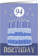 94th Birthday Cake Male Candles and Stars Distressed Text card