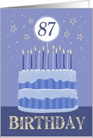 87th Birthday Cake Male Candles and Stars Distressed Text card