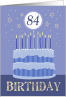 84th Birthday Cake Male Candles and Stars Distressed Text card