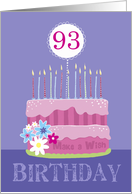 93rd Pink Birthday Cake with Candles for Her card