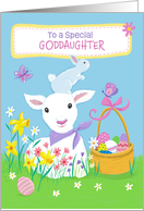 Goddaughter Easter Spring Lamb and Bunny card