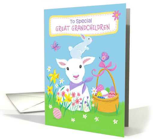 Great Grandchildren Easter Spring Lamb and Bunny card (1730714)