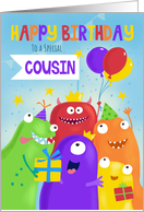 Cousin Happy Birthday Party Monsters card