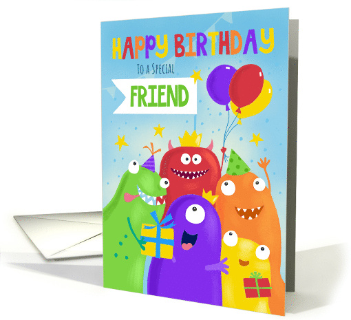 Friend Happy Birthday Party Monsters card (1731238)