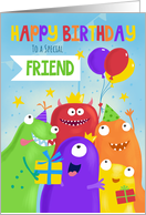 Friend Happy Birthday Party Monsters card