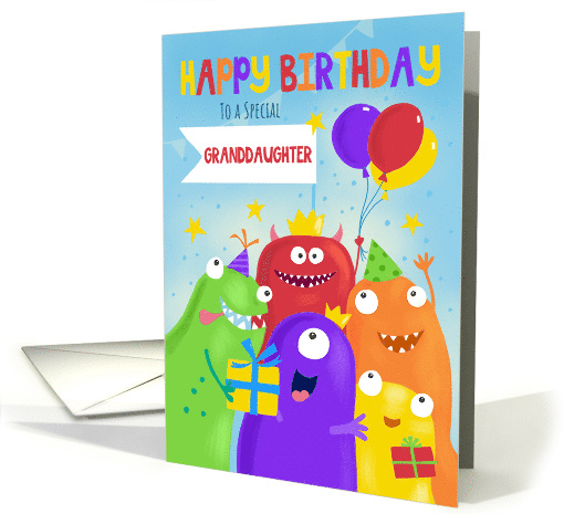 Granddaughter Happy Birthday Party Monsters card (1731250)