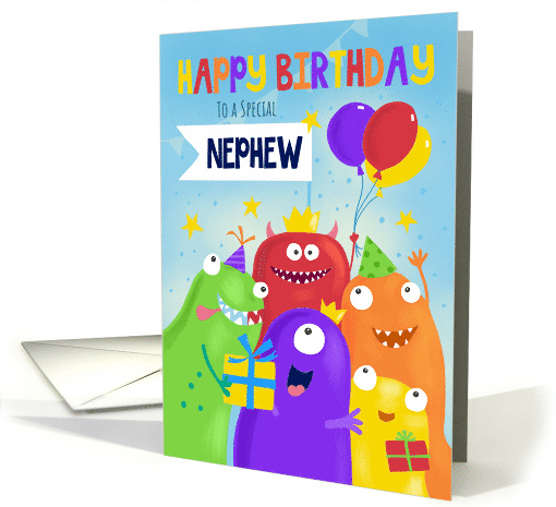 Nephew Happy Birthday Party Monsters card (1731256)