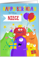 Niece Happy Birthday Party Monsters card