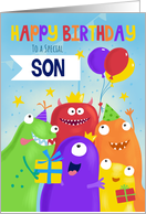 Son Happy Birthday Party Monsters card