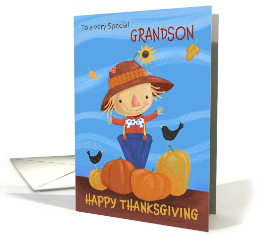 Grandson Happy Thanksgiving Fall Scarecrow card (1731440)