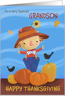 Grandson Happy Thanksgiving Fall Scarecrow card