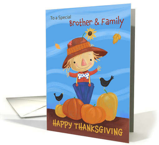 Brother and Family Happy Thanksgiving Fall Scarecrow card (1731486)