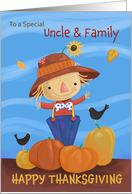 Uncle and Family Happy Thanksgiving Fall Scarecrow card