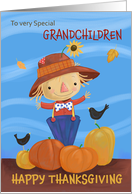 Grandchildren Happy Thanksgiving Fall Scarecrow card