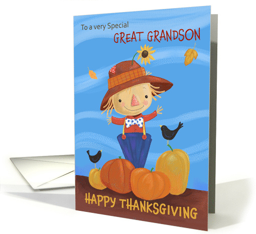 Great Grandson Happy Thanksgiving Fall Scarecrow card (1731502)