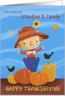 Grandson and Family Happy Thanksgiving Fall Scarecrow card