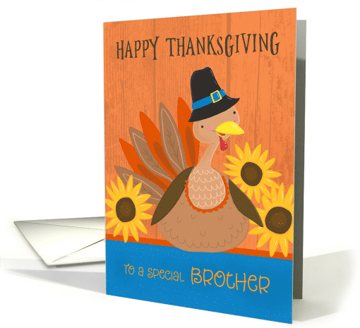 Brother Thanksgiving Turkey with Sunflowers card (1731762)