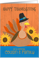 Cousin and Family Thanksgiving Turkey with Sunflowers card