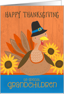 Grandchildren Thanksgiving Turkey with Sunflowers card