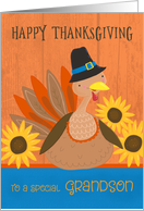 Grandson Thanksgiving Turkey with Sunflowers card