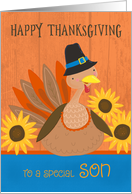 Son Thanksgiving Turkey with Sunflowers card