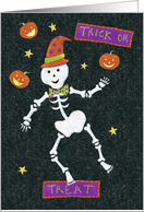 Halloween Juggling Skeleton Trick or Treat card