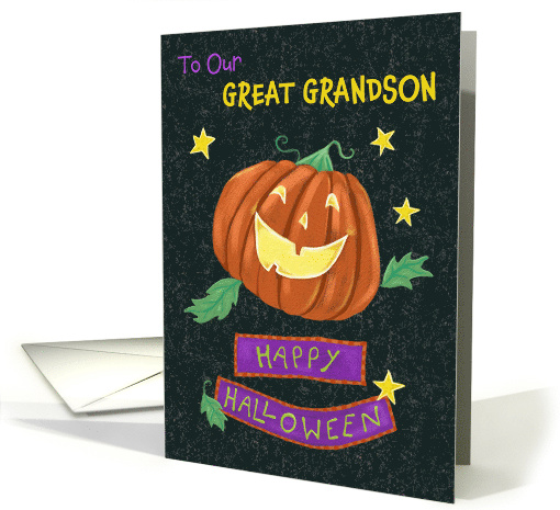 Great Grandson Happy Halloween Jolly Pumpkin Jack o Lantern card