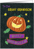 Great Grandson Happy Halloween Jolly Pumpkin Jack o Lantern card