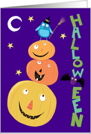 Halloween Fun Quirky Owl and Jack o Lantern Characters card