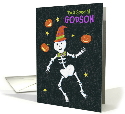 Godson Halloween Juggling Skeleton Jack o Lanterns card (1732144)