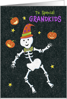 Grandkids Halloween Juggling Skeleton Jack o Lanterns card