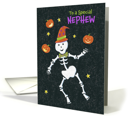 Nephew Halloween Juggling Skeleton Jack o Lanterns card (1732148)