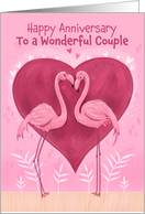 Couple Anniversary Pink Flamingos card