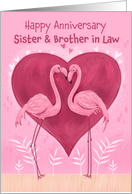 Sister and Brother in Law Anniversary Pink Flamingos card