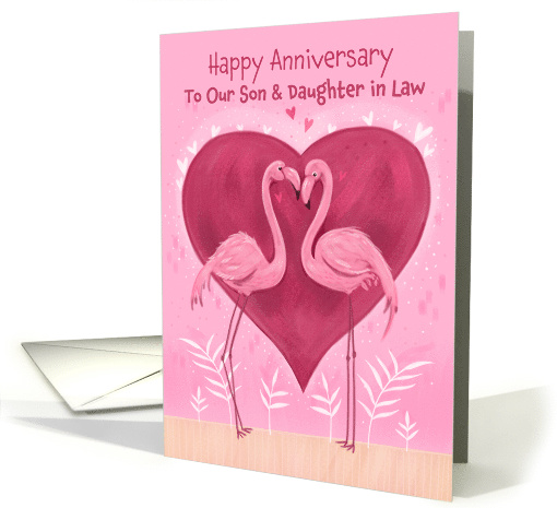 Son and Daughter in Law Anniversary Pink Flamingos card (1732768)