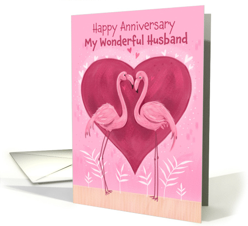 Wonderful Husband Anniversary Pink Flamingos card (1732772)