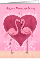 Happy Anniversary Pink Flamingos card